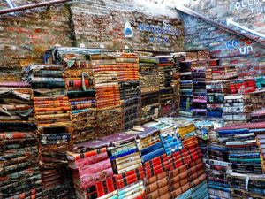 outdoor grouping of hundreds of books